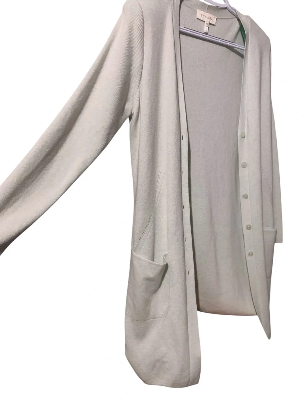ESCADA Vintage Longline Knit Cardigan Duster Mint Green SZ 42 Italian  Like New